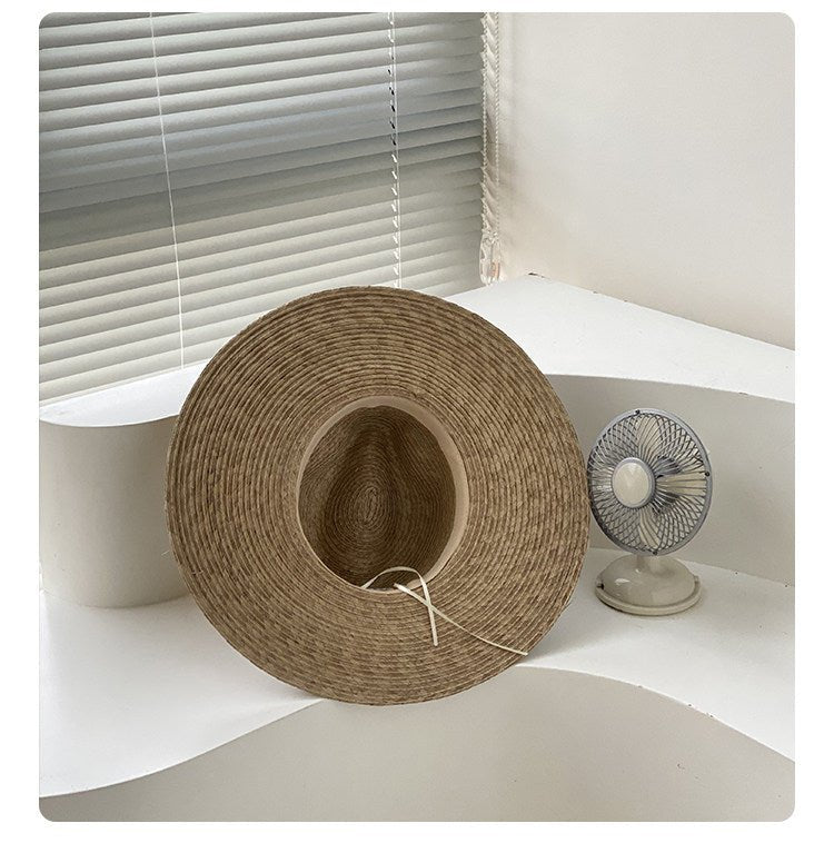 Natural Wheat Straw Wide Brim Fedora - UPF 50+ Sun Protection - EveningVerse - 5