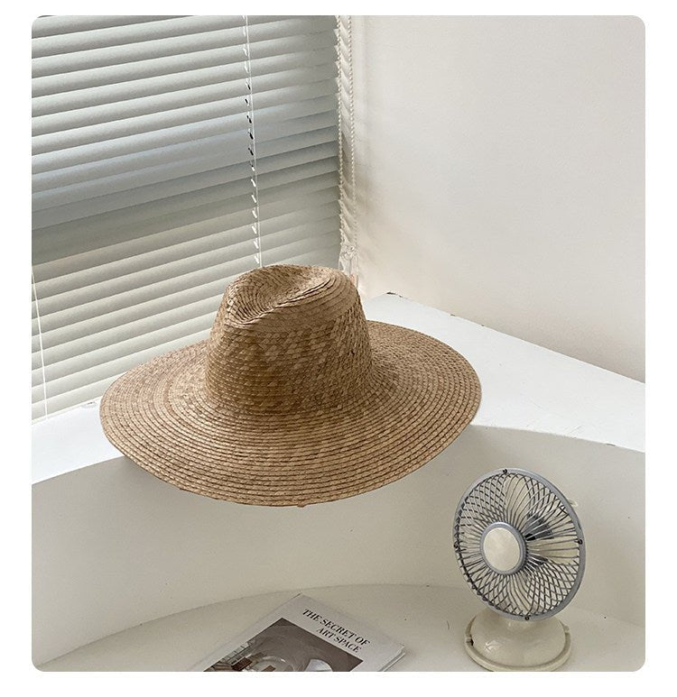 Natural Wheat Straw Wide Brim Fedora - UPF 50+ Sun Protection - EveningVerse - 4
