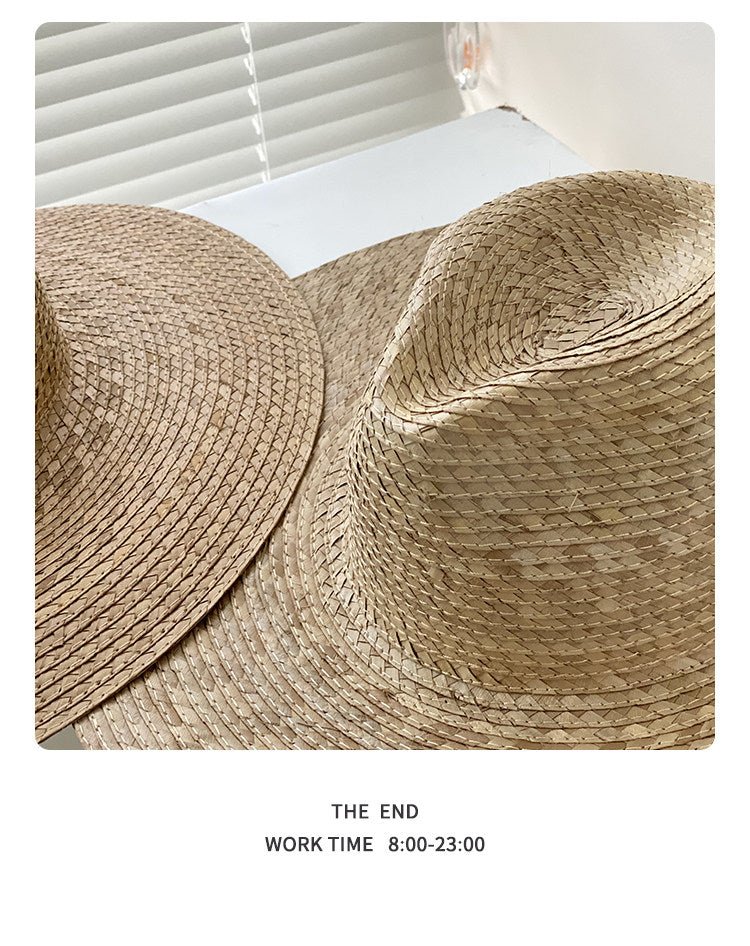 Natural Wheat Straw Wide Brim Fedora - UPF 50+ Sun Protection - EveningVerse - 6