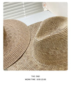 Natural Wheat Straw Wide Brim Fedora - UPF 50+ Sun Protection - EveningVerse - 6