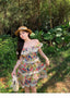 Off Shoulder Floral Ruffle High Waist A - line Dress - EveningVerse - 1