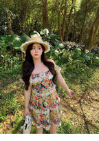 Off Shoulder Floral Ruffle High Waist A - line Dress - EveningVerse - 8