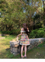 Off Shoulder Floral Ruffle High Waist A - line Dress - EveningVerse - 4