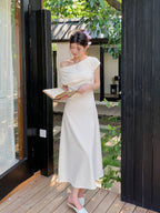 Off Shoulder Midi Wedding Guest Dress - EveningVerse - 4