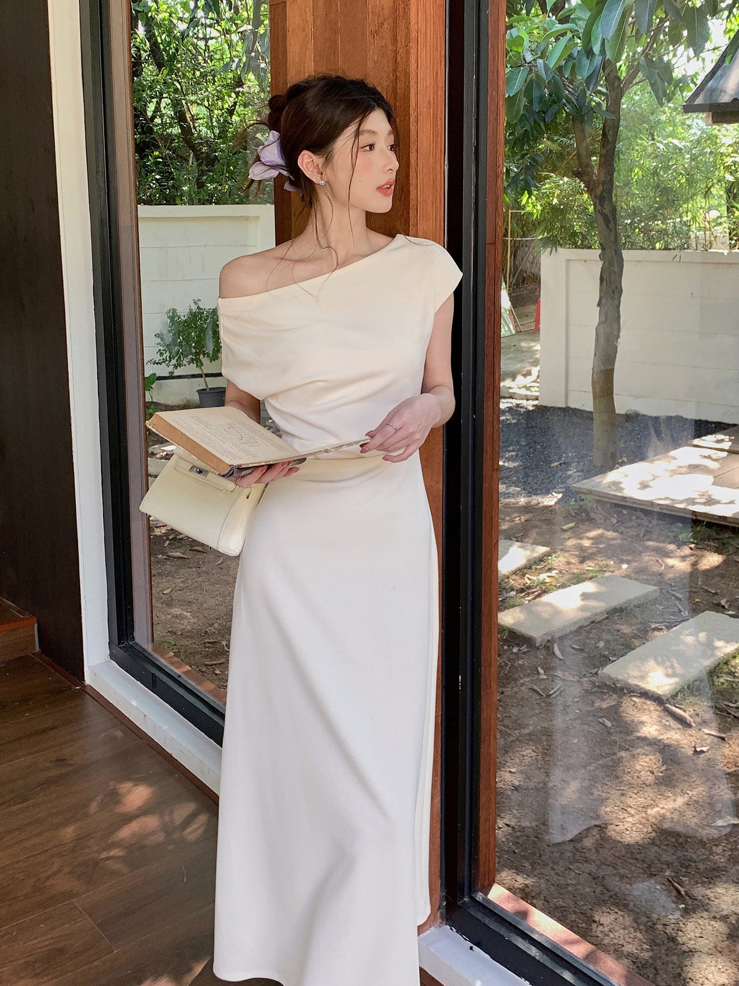 Off Shoulder Midi Wedding Guest Dress - EveningVerse - 2