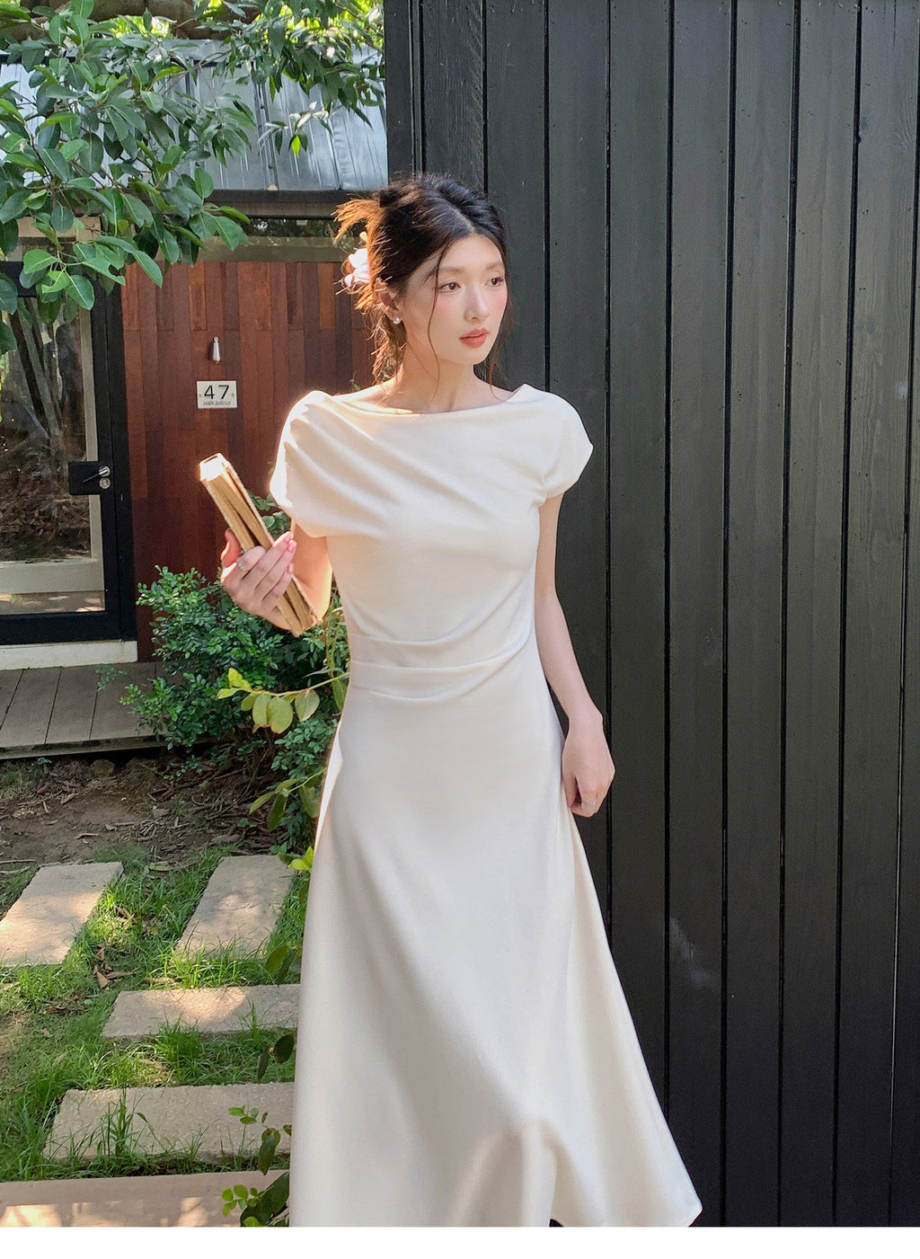 Off Shoulder Midi Wedding Guest Dress - EveningVerse - 6