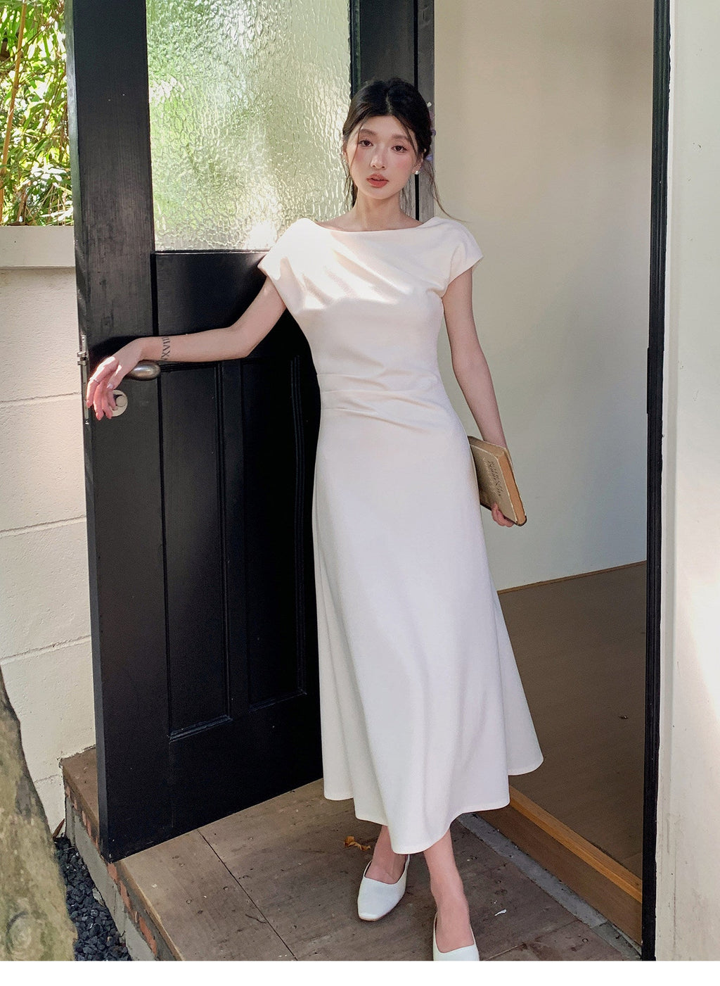 Off Shoulder Midi Wedding Guest Dress - EveningVerse - 8