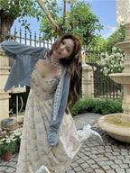 Plus Size Floral Sweetheart Cami Maxi Dress Cardigan Set - EveningVerse - 4