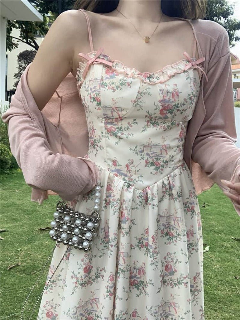 Plus Size Floral Sweetheart Cami Maxi Dress Cardigan Set Secondary image