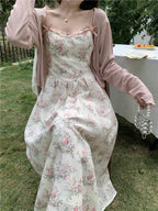 Plus Size Floral Sweetheart Cami Maxi Dress Cardigan Set - EveningVerse - 7
