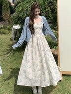 Plus Size Floral Sweetheart Cami Maxi Dress Cardigan Set - EveningVerse - 9