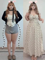 Polka Dot V - Neck Twisted Bust Flutter Sleeve Maxi Dress - EveningVerse - 13