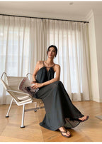 Relaxed V - Neck Spaghetti Strap Maxi Dress - EveningVerse - 4
