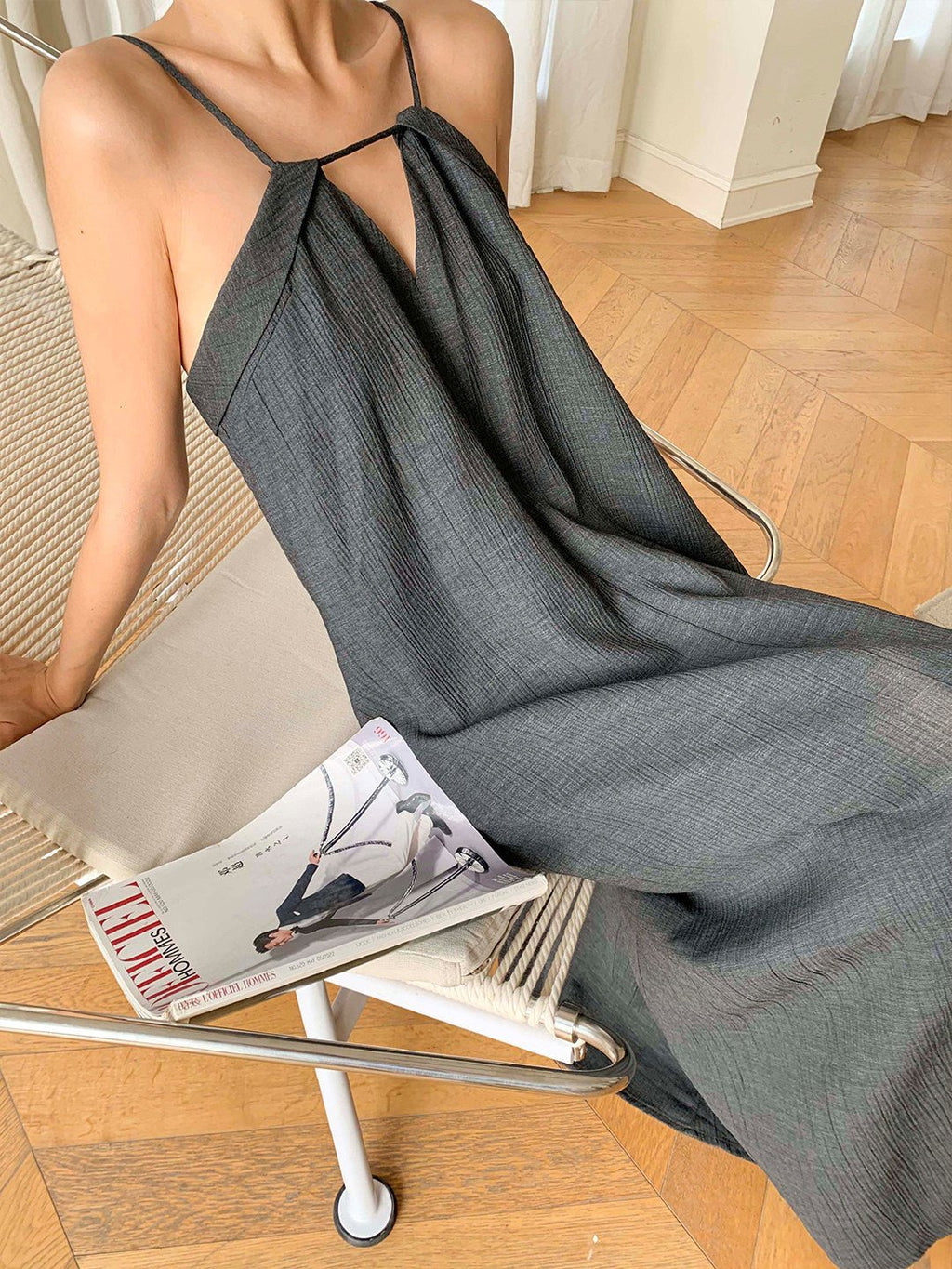 Relaxed V - Neck Spaghetti Strap Maxi Dress - EveningVerse - 8