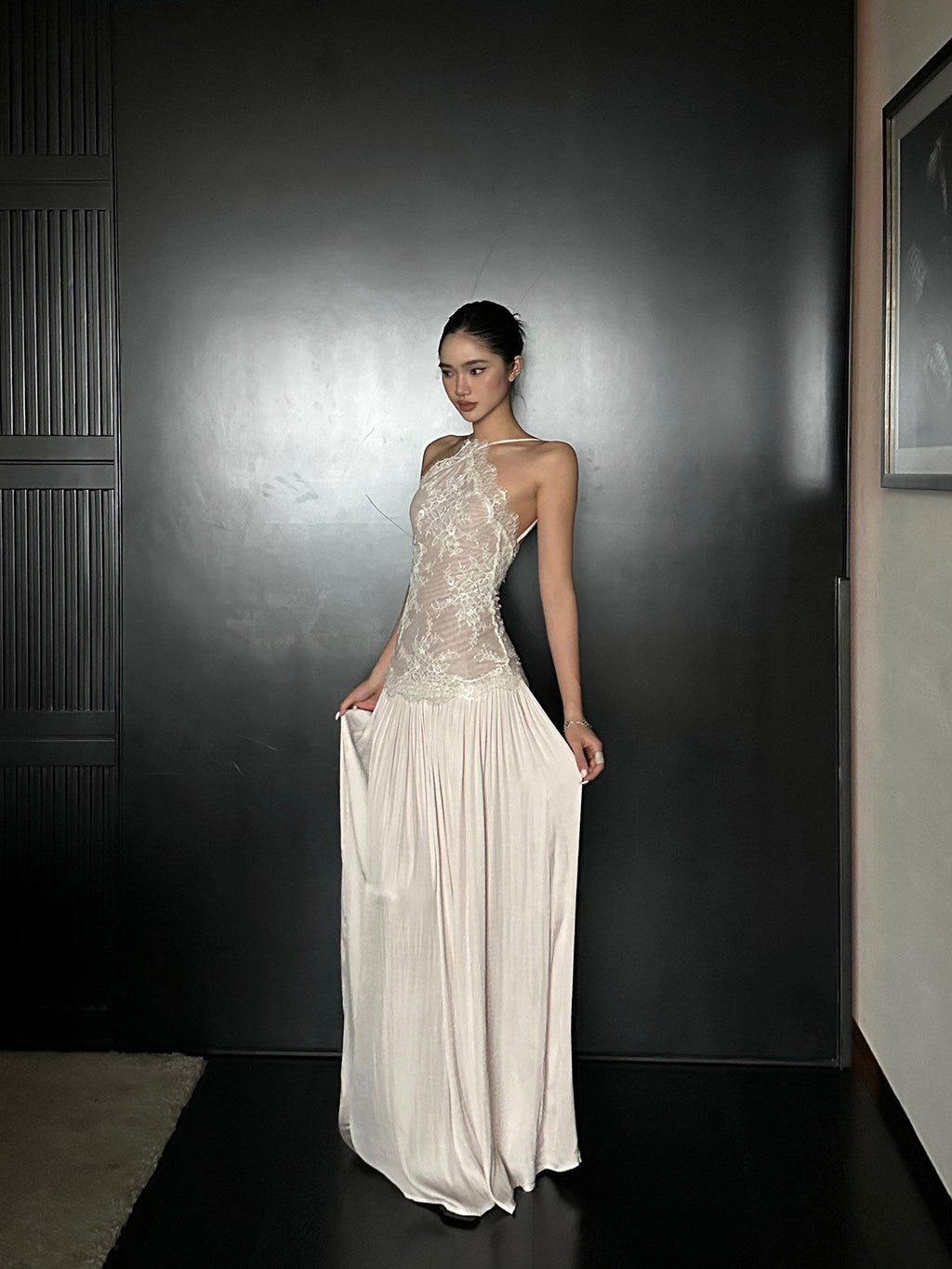 Romantic Lace Halter Backless Maxi Dress - EveningVerse - 7