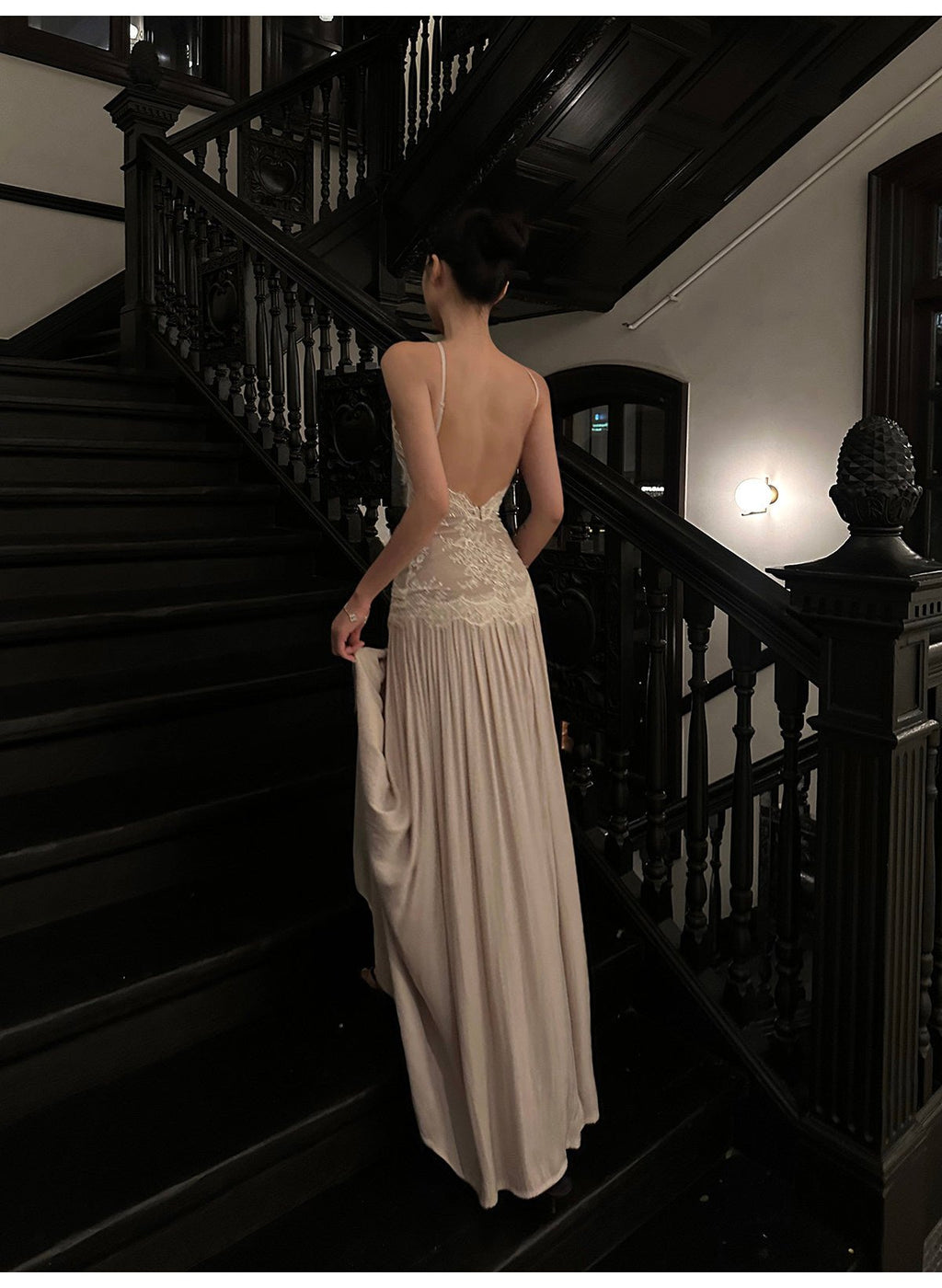 Romantic Lace Halter Backless Maxi Dress - EveningVerse - 4