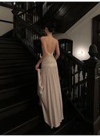 Romantic Lace Halter Backless Maxi Dress - EveningVerse - 4
