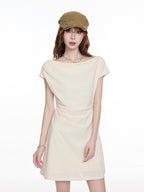 Ruched Off - Shoulder Mini Dress - EveningVerse - 1