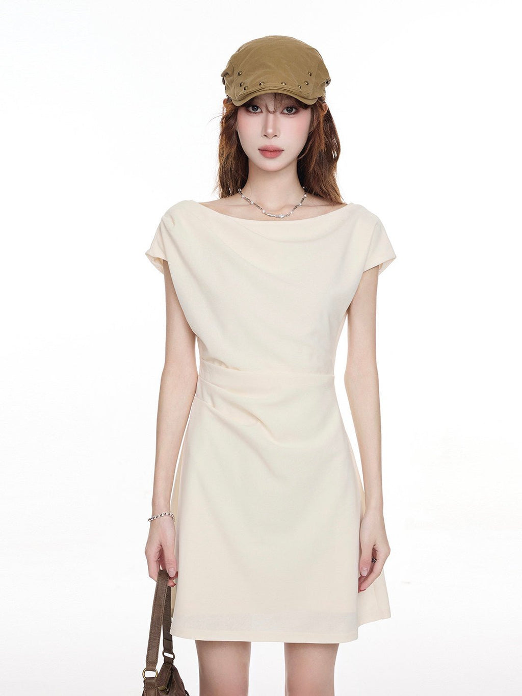 Ruched Off - Shoulder Mini Dress - EveningVerse - 4