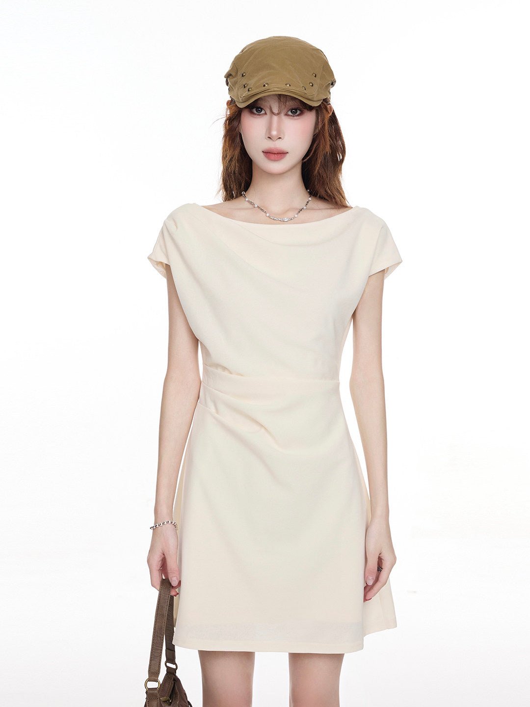 Ruched Off - Shoulder Mini Dress - EveningVerse - 4