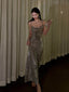 Sequin Slip Dress Metallic Silver Fishtail for Evening Party | Eveningverse - EveningVerse - 5