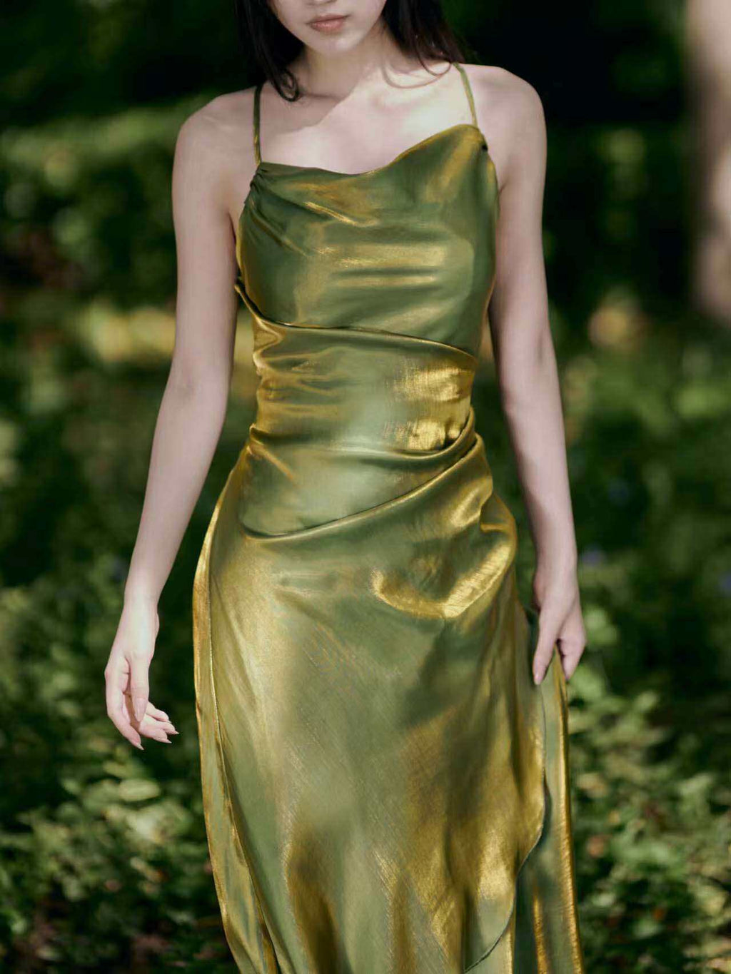 Shimmering Cowl Neck Satin Slip Maxi Dress - EveningVerse - 7