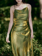 Shimmering Cowl Neck Satin Slip Maxi Dress - EveningVerse - 7