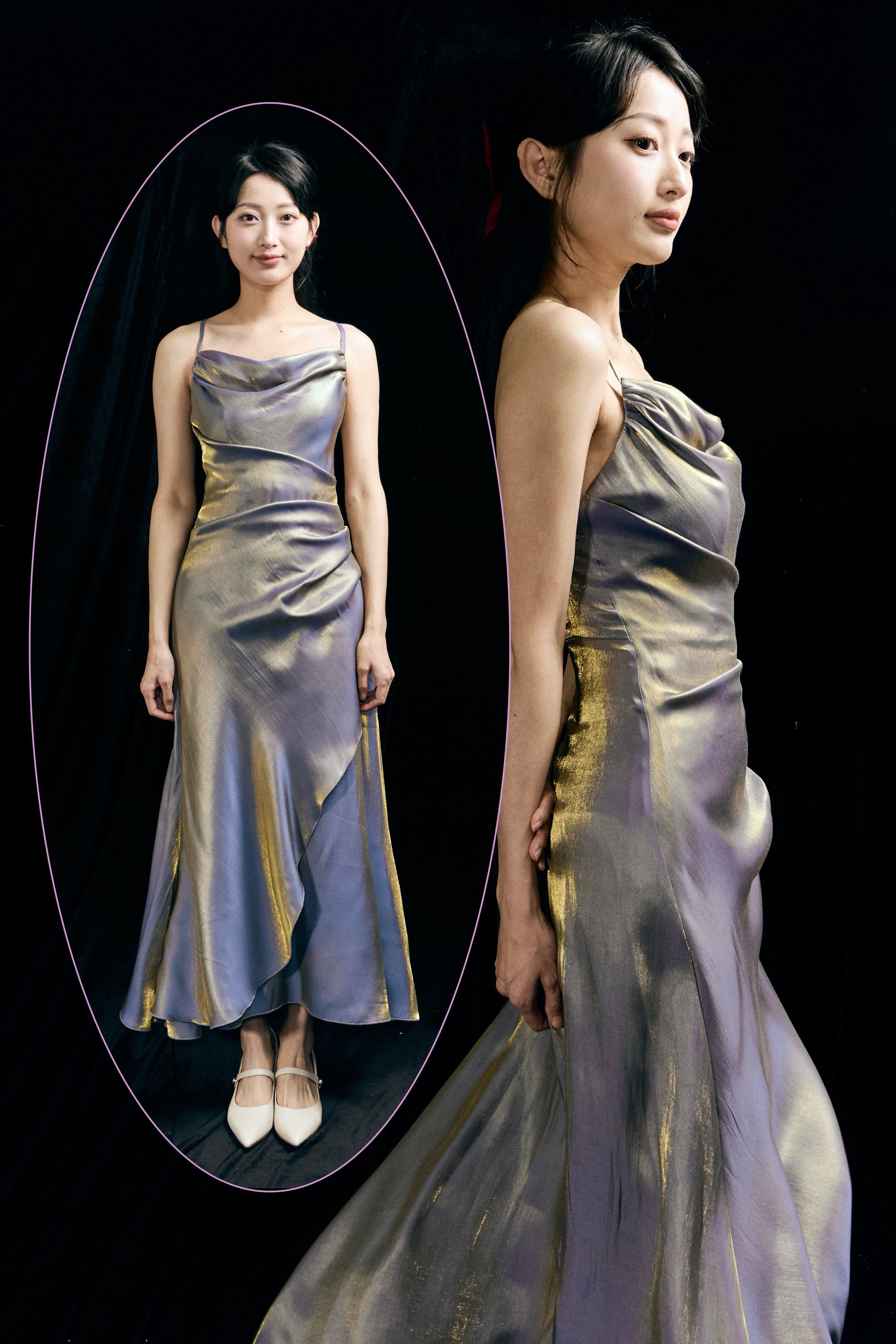 Shimmering Cowl Neck Satin Slip Maxi Dress - EveningVerse - 4