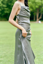 Shimmering Cowl Neck Satin Slip Maxi Dress - EveningVerse - 11