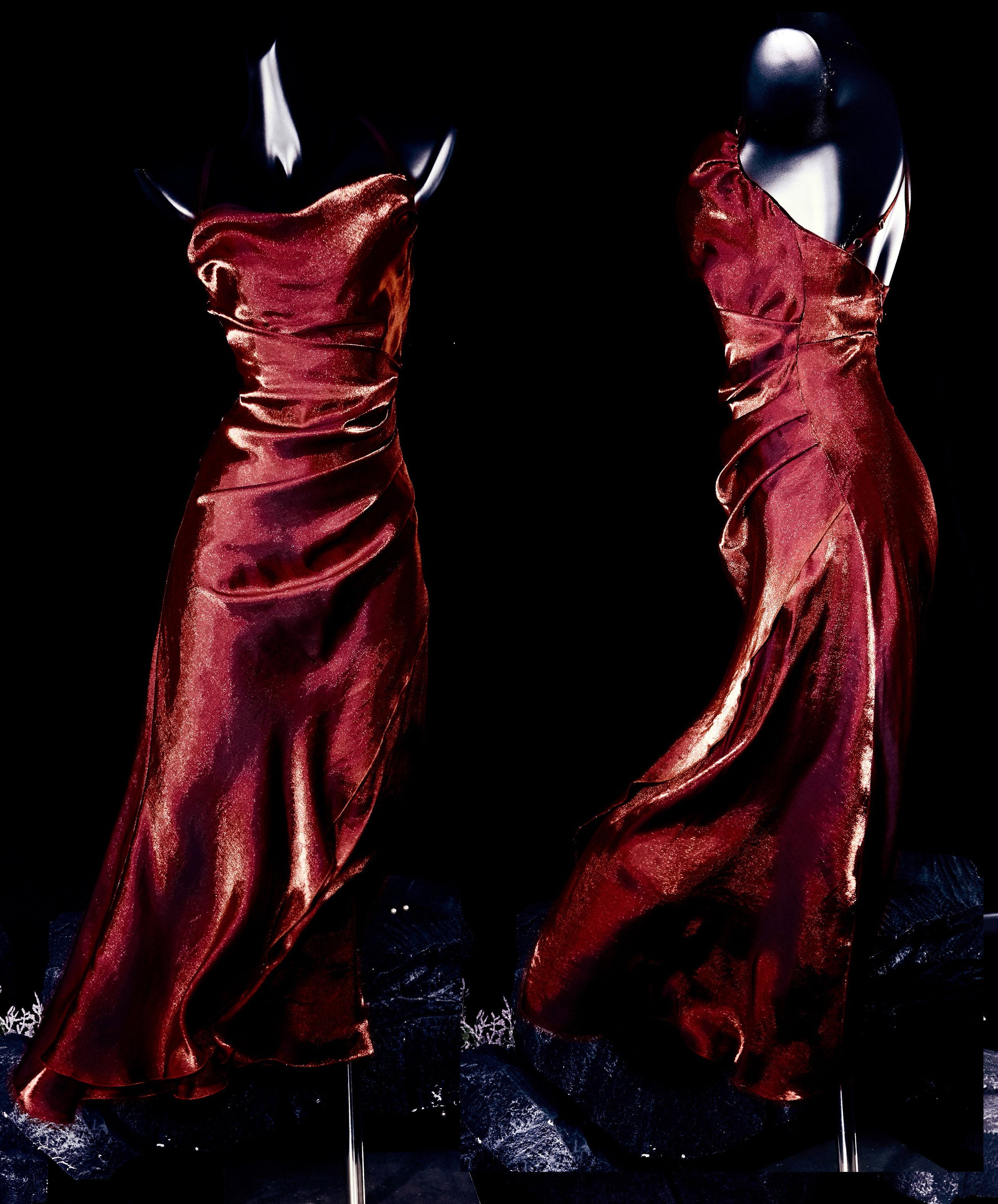 Shimmering Cowl Neck Satin Slip Maxi Dress - EveningVerse - 3