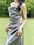 Shimmering Cowl Neck Satin Slip Maxi Dress - EveningVerse - 5