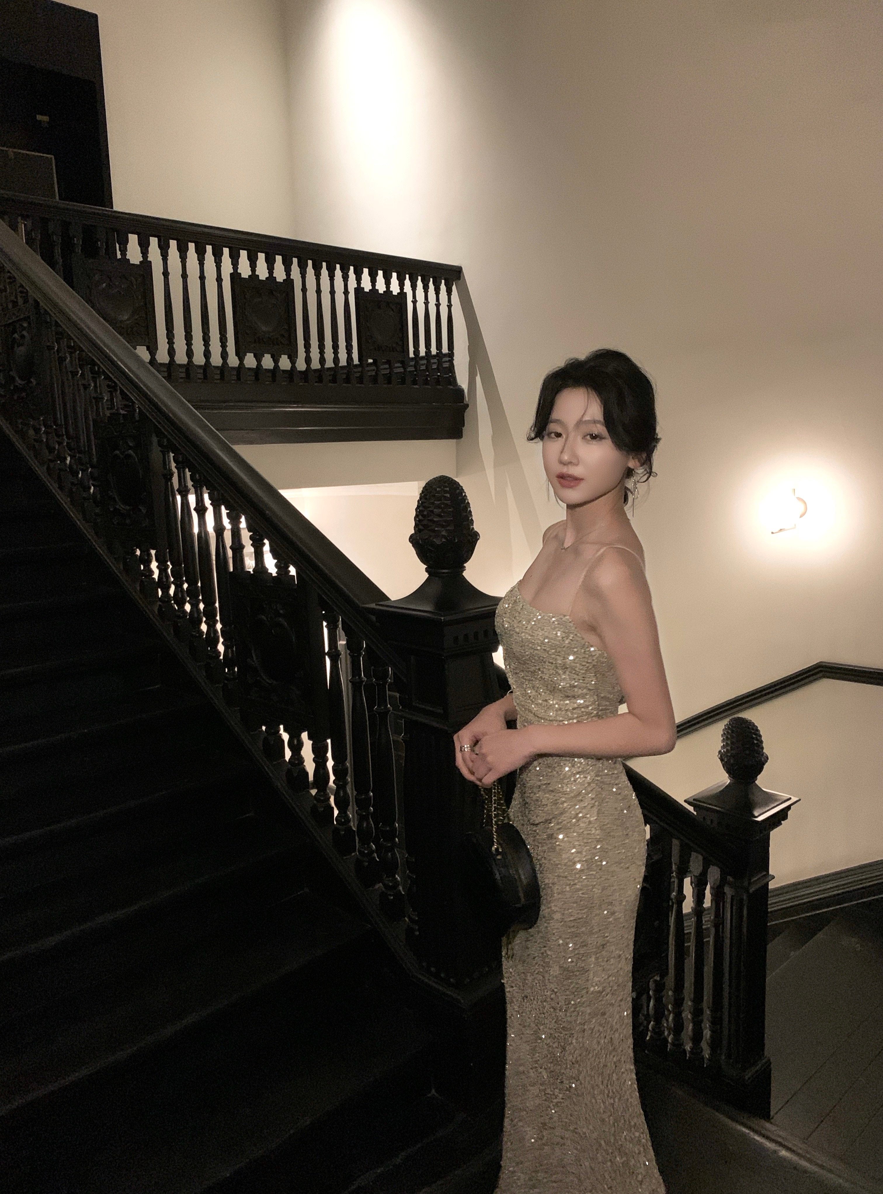 Silver Maxi Dress Bodycon Strapless Sequin High Slit - EveningVerse - 10