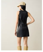 Sleek Sleeveless PU Leather Mini Dress - EveningVerse - 2
