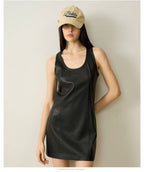 Sleek Sleeveless PU Leather Mini Dress - EveningVerse - 8