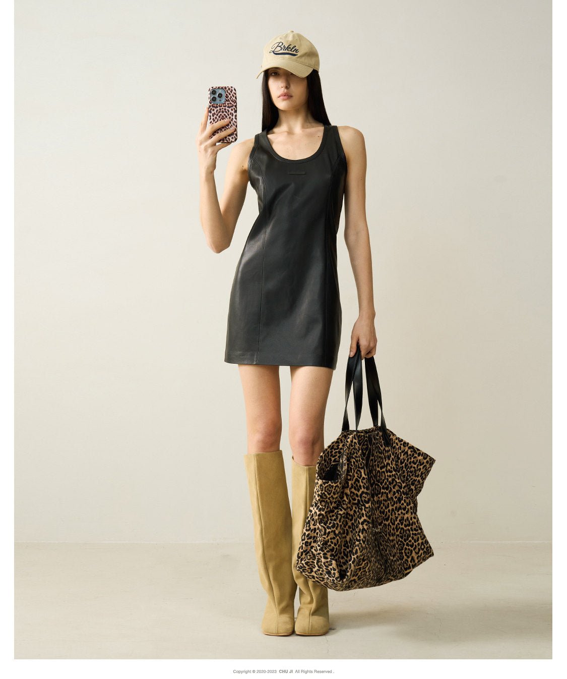Sleek Sleeveless PU Leather Mini Dress - EveningVerse - 3
