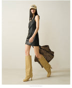 Sleek Sleeveless PU Leather Mini Dress - EveningVerse - 4
