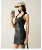 Sleek Sleeveless PU Leather Mini Dress - EveningVerse - 9
