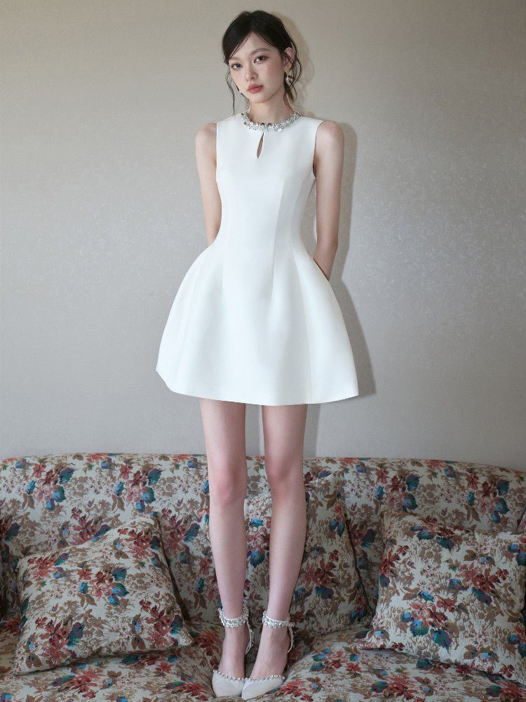 Elegant Embellished Neck Mini Dress for Cocktail Party Wedding – EveningVerse