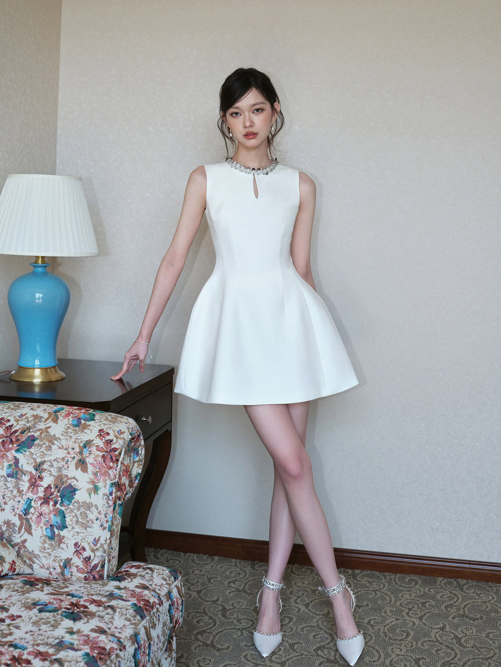 Elegant Embellished Neck Mini Dress for Cocktail Party Wedding –  EveningVerse