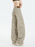 Tie - Dye High Waist Straight Wide Leg Denim Pants - EveningVerse - 1