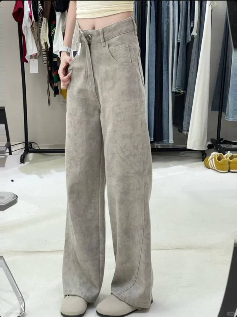 Tie - Dye High Waist Straight Wide Leg Denim Pants - EveningVerse - 9