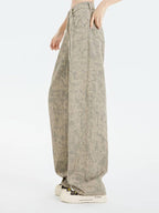Tie - Dye High Waist Straight Wide Leg Denim Pants - EveningVerse - 4