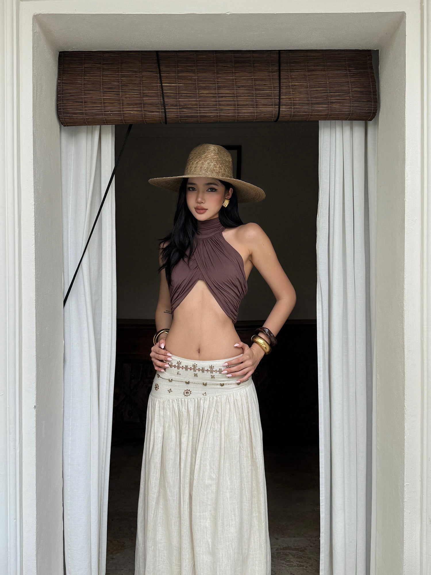 Twisted Halter Backless Crop Top Secondary image