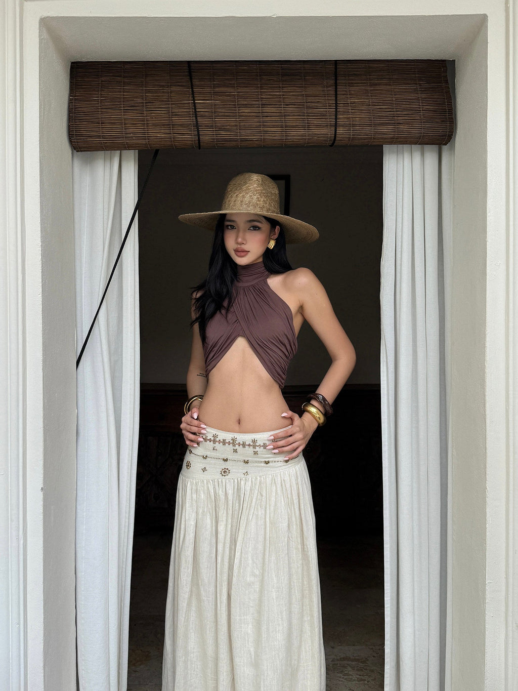 Twisted Halter Backless Crop Top - EveningVerse - 2