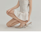 White Floral Lace Ruffled Off Shoulder Slim Fit A - Line Mini Dress - EveningVerse - 6