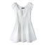 White French Square Neck Puff Sleeve Lace Ruched Waist Mini Dress - EveningVerse12