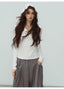 White Lace Hooded Ribbed Top Long Sleeve Lace - Up Detail | Eveningverse - EveningVerse - 9