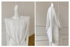 White Maxi Dress Sheath Off - the - shoulder Sheer High Slit - EveningVerse - 7