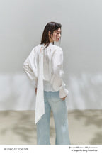 White Reversible Tie Neck Peplum Top - EveningVerse8