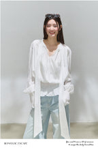 White Reversible Tie Neck Peplum Top - EveningVerse5